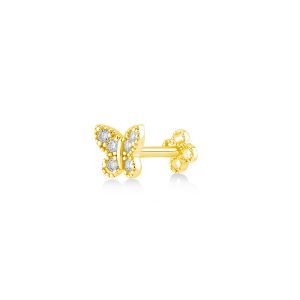 Kurshuni-"Piercing Oro 14 k-Farfalla con zirconi"
