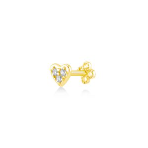 Kurshuni-"Piercing Oro 14 k- Cuore e zirconi"