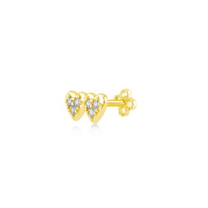 Kurshuni-"Piercing Oro 14 k- Cuore doppio e zirconi"