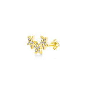 Kurshuni-"Piercing Oro 14 k- Tre stelle e zirconi"