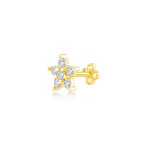 Kurshuni-"Piercing Oro 14 k- Fiore e zirconi"